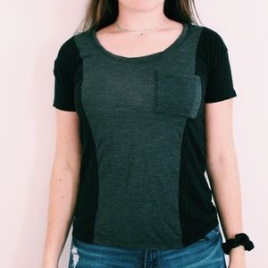 Grey and Black Short Sleeve Shirt